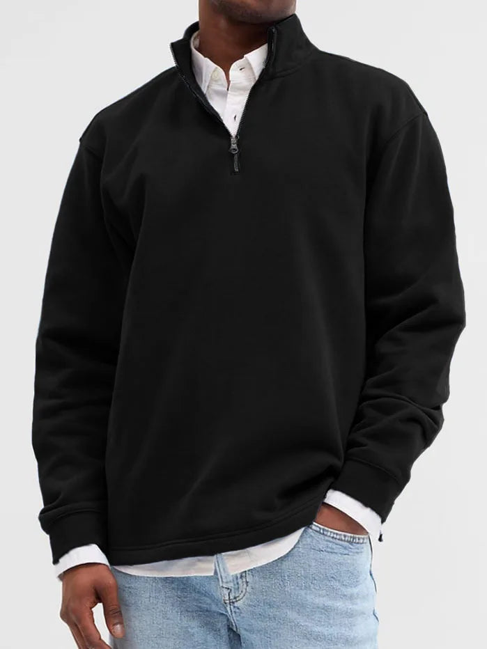 Men's Half-Zip Knit Hoodie – Soft Gray Pullover with Relaxed Fit, Modern Drop Shoulder Design 13 Colors Available