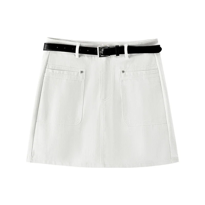 Semir Women Skirt High Waist Belt Mini Slim Fit Leg Lengthening Cool Vintage Versatile A Line 2026 Summer Top