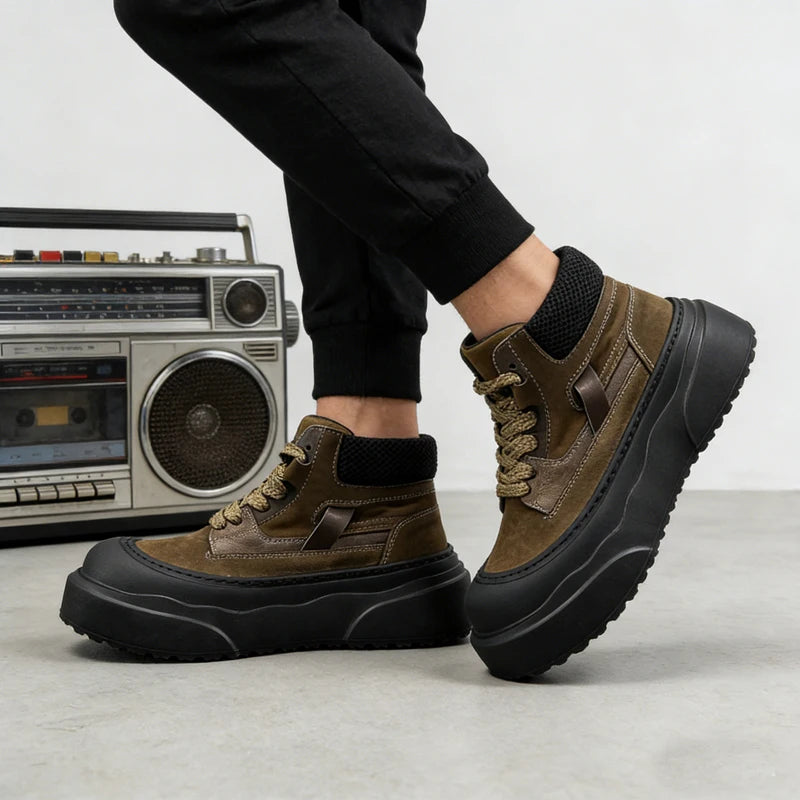 Men's Thick-Sole Casual Boots Four Seasons New Breathable Soft-Sole Non-Slip Outdoor Sports Tide Shoes Versatile Tooling Boots