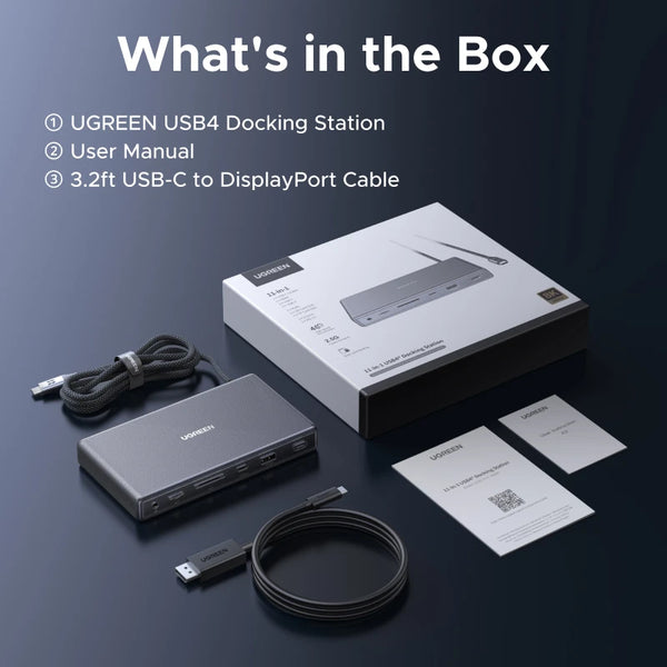 UGREEN 11-in-1 USB4 Docking Station Dual Monitor 4K@120Hz for MacBook USB4 20Gbps HDMI 2.5GbE USB-A&C SD/TF Audio 115W Charging