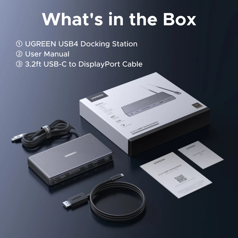 UGREEN 11-in-1 USB4 Docking Station Dual Monitor 4K@120Hz for MacBook USB4 20Gbps HDMI 2.5GbE USB-A&C SD/TF Audio 115W Charging