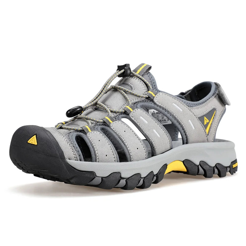 HUMTTO Summer Beach Sandals Men Outdoor Water Sneakers Leather Hiking Camping Climbing Aqua Shoes Breathable Sandals for Mens