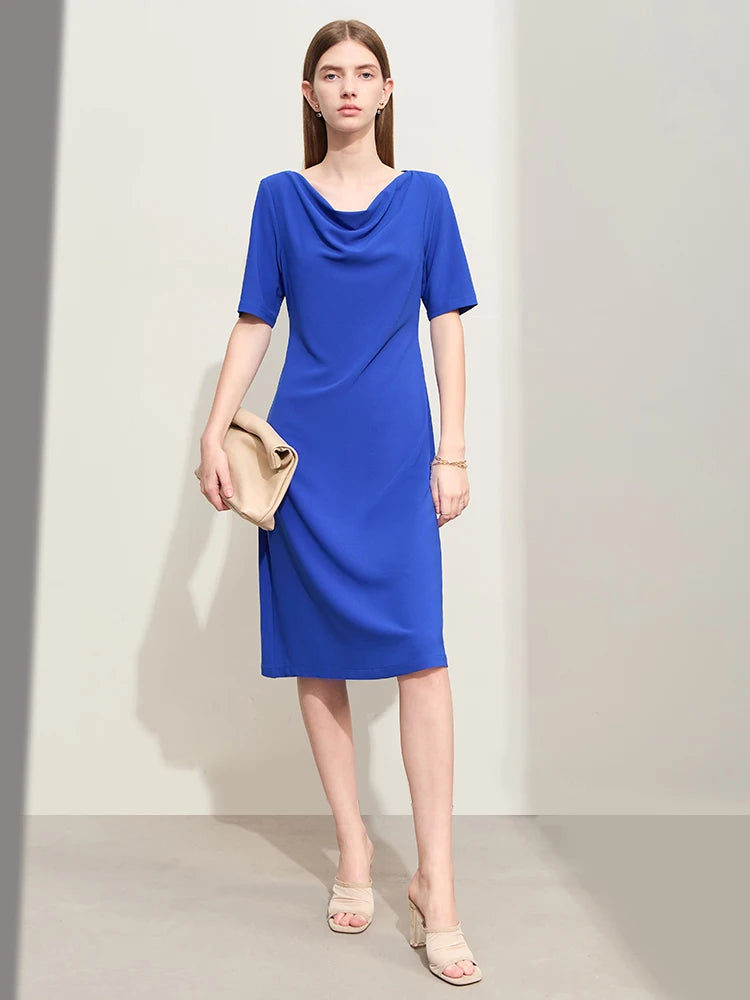 រ៉ូប Amii Minimalism A-Line សម្រាប់ស្ត្រីរដូវក្តៅឆ្នាំ ២០២៥ រ៉ូបការិយាល័យថ្មីសម្រាប់នារីការិយាល័យកអាវពាក់កណ្តាលដៃអាវស្តើងយឺត ១២៤៤២១០៦