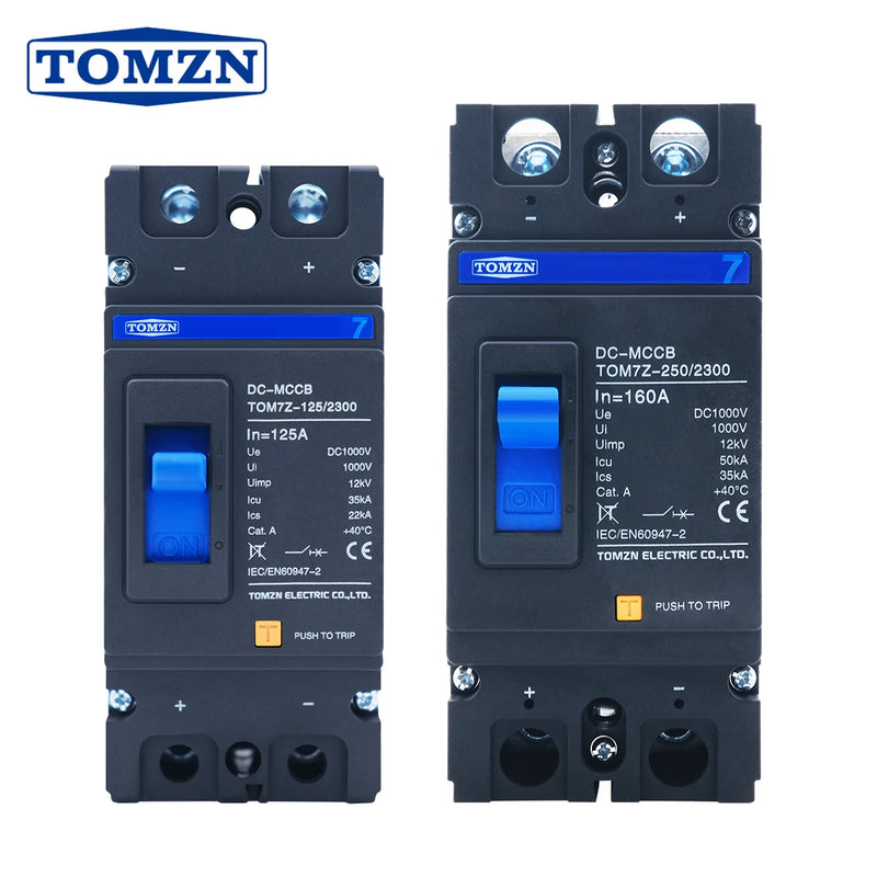 TOMZN 2P DC 1000V DC Solar Molded Case Circuit Breaker MCCB Overload Protection Switch Protector for Solar Photovoltaic PV