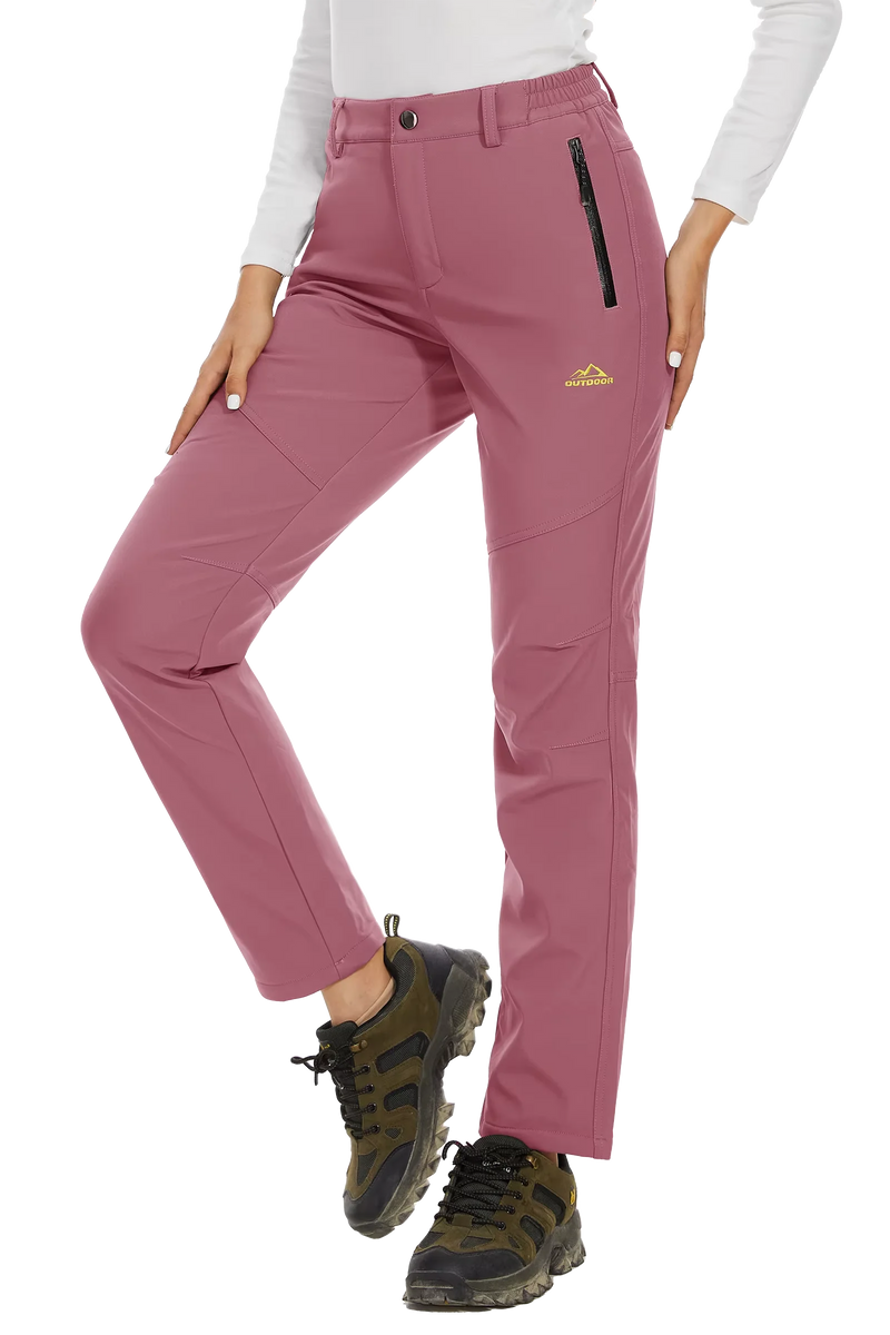 TACVASEN Women's Winter Ski Snow Softshell Fleece Lining Pants Hiking Trekking Mountain Trousers Cargo Warm Work Zipper Pockets