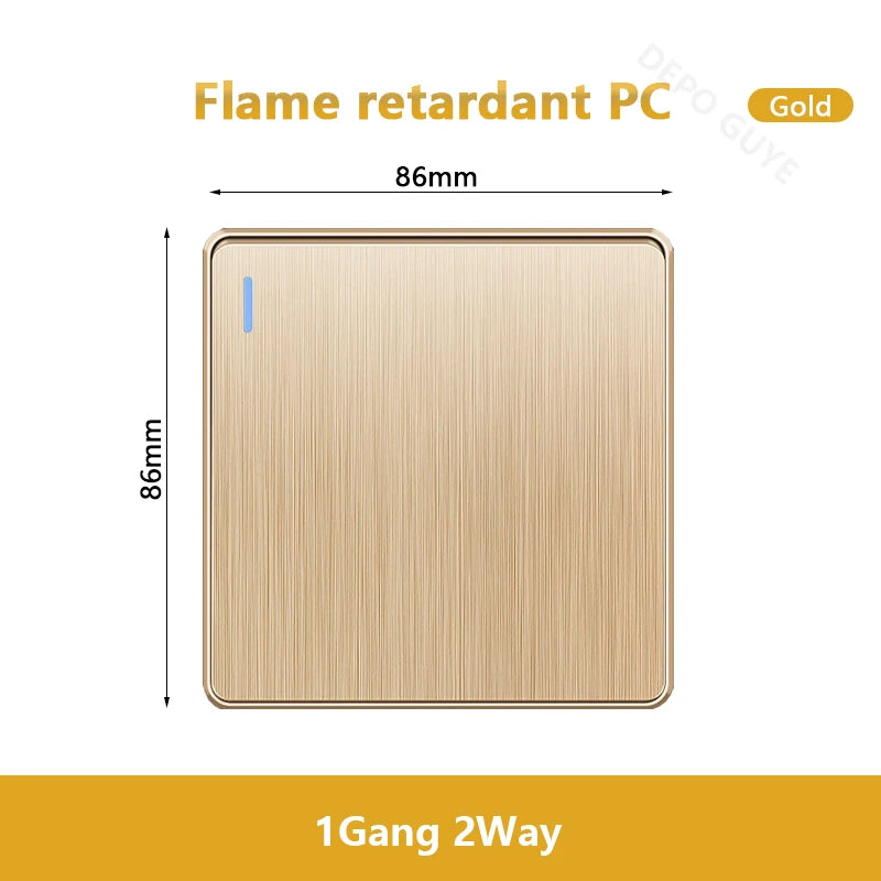 Gold Universal 3/5Pin Plastic Power Socket,UK Wall Outlet With 2.1A Dual USB Port,220V Electrical 2way Switch TV Computer CAT6