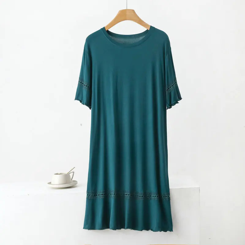 Large Size Modal Night Wear For Women Nightie Oversized Short Sleeve Nightgowns Female Lounge Nightdress New Vestido Mujer