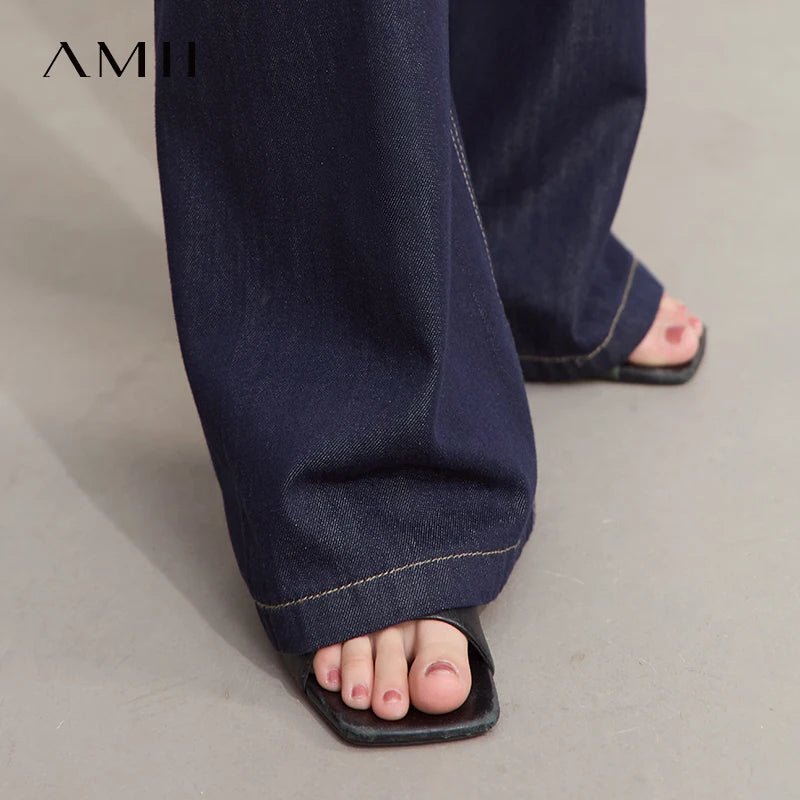 ខោខូវប៊យ Amii Minimalist សម្រាប់នារី រដូវស្លឹកឈើជ្រុះ ឆ្នាំ២០២៥ ថ្មី ធ្វើពីកប្បាស Lyocell រឹងមាំ ងាយស្រួលប្រើ បោកគក់ ខោខូវប៊យជើងធំ រលុង 12542135