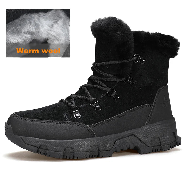 HUMTTO Winter Snow Women's Sneakers Leather Hiking Shoes Keep Warm Boots Woman 2024 Trainers Outdoor Women Casual Trekking Boots