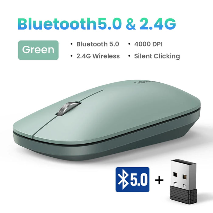 UGREEN Mouse 4000 DPI Wireless Mice 40db Silent Click For MacBook Pro M1 M2 iPad Tablet Computer Laptop PC 2.4G Wireless Mouse Bluetooth 2.4G Green CHINA