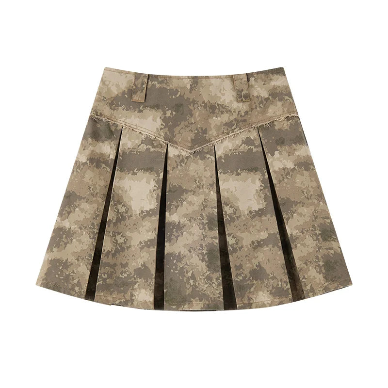 Semir Women's Salt & Sweet Style A-Line Mini Skirt Summer Edgy Raw Hem Pleated Retro Skirt with Belt
