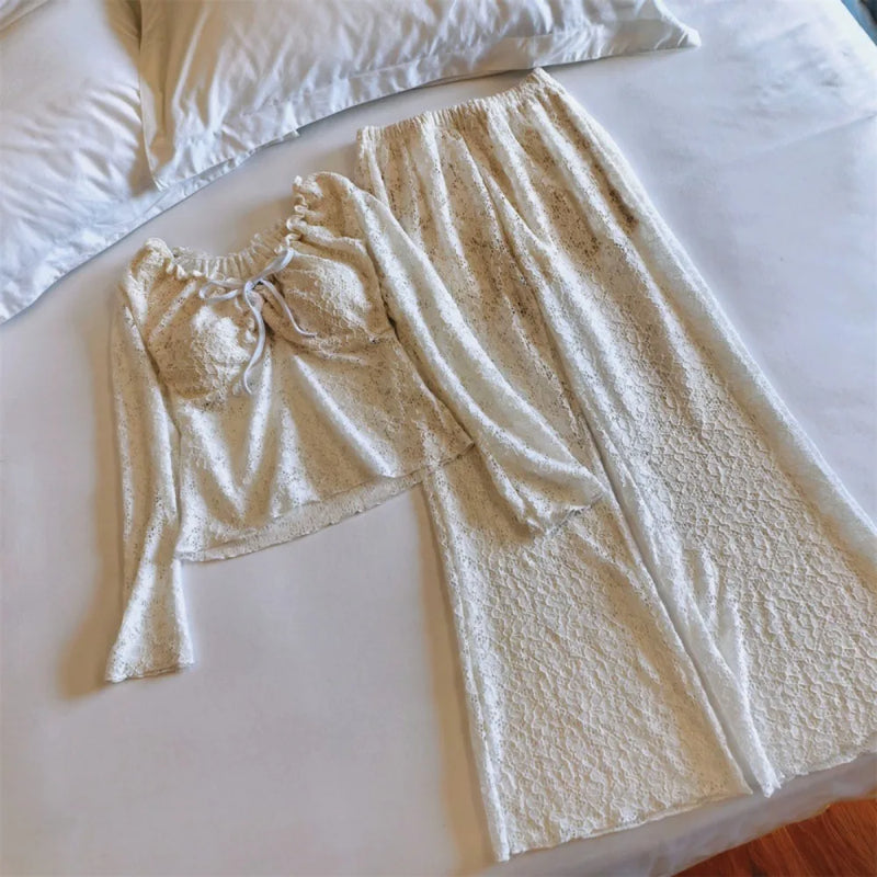 New Chest Pad Sleepwear Women's Home Clothes Spring Autumn Long Sleeve 2 Pieces Set for Woman Nightwear Homewear Loungewear