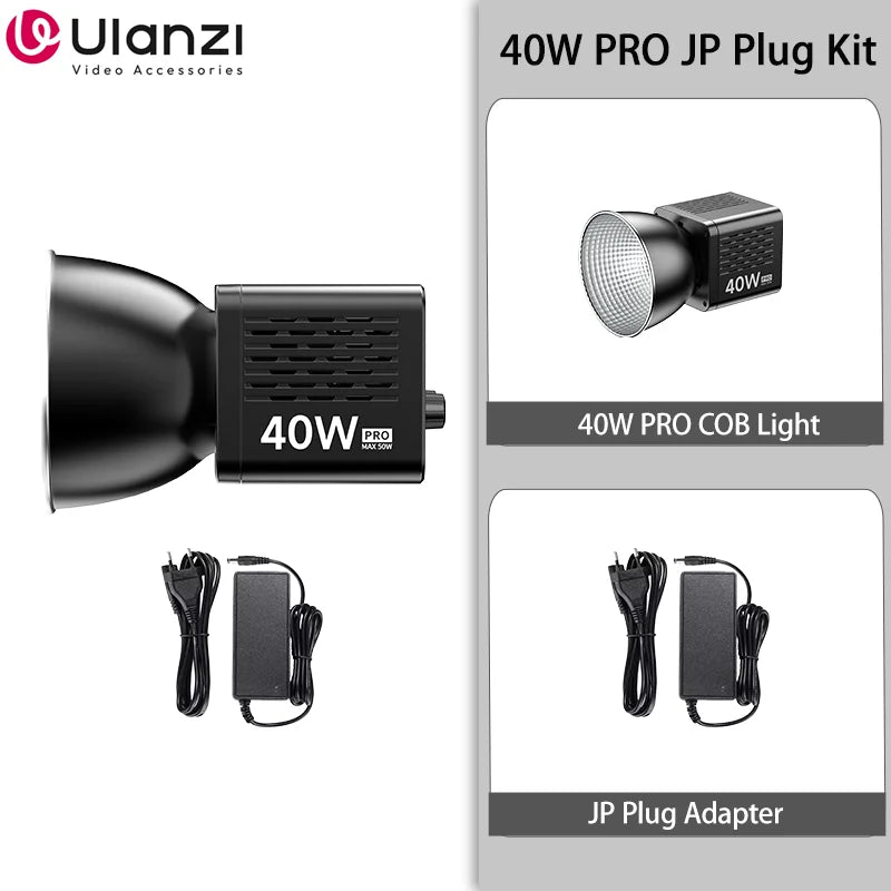 ភ្លើងវីដេអូ Ulanzi L023 40W Pro ដែលអាចចល័តបាន ភ្លើងថតវីដេអូ LED Bi-Color COB ស្ទូឌីយោថតរូប 2500K-6500K 3400mAh សម្រាប់ការផ្សាយផ្ទាល់វីដេអូ
