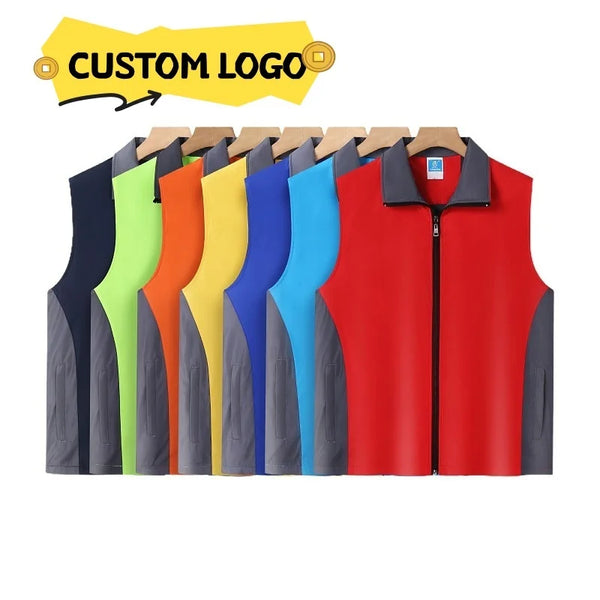 Color matching zipper pocket compound waistcoat printed logo work clothes volunteer activities vest public welfare vest