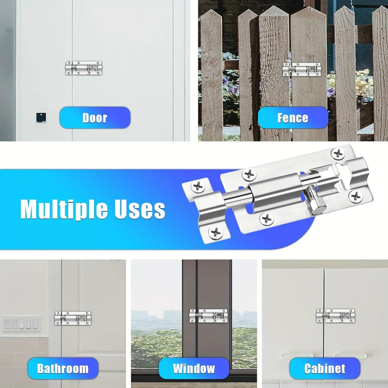 1/2pcs Barrel Bolt Latch, 7.62Cm, Thickened, Stainless Steel, Door Slide Lock, Brushed Finish, with 12pcs Screws