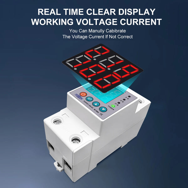 TOMZN Din Rail 230V 100A Adjustable Over Under Voltage Protective Device Protector Relay Monitor Current Limit Protection
