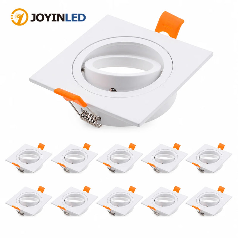 JOYINLED 2/10PCS Black White LED Spotlights Frame Square Fixture Holders Adjustable Downlight Cutout 70mm for MR16 GU10 Bulb