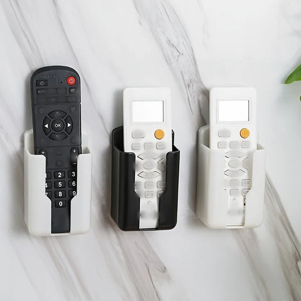 2pcs Durable Plastic Wall-Mounted Remote Control Holders - TV And Air Conditioner Remote Storage Box, Space-Saving Organizer.