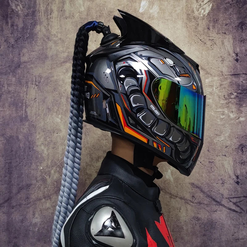 Motorcycle full face helmet double lens fashion quick release racing helmet Casco Casque Moto approved motorcycle accessories
