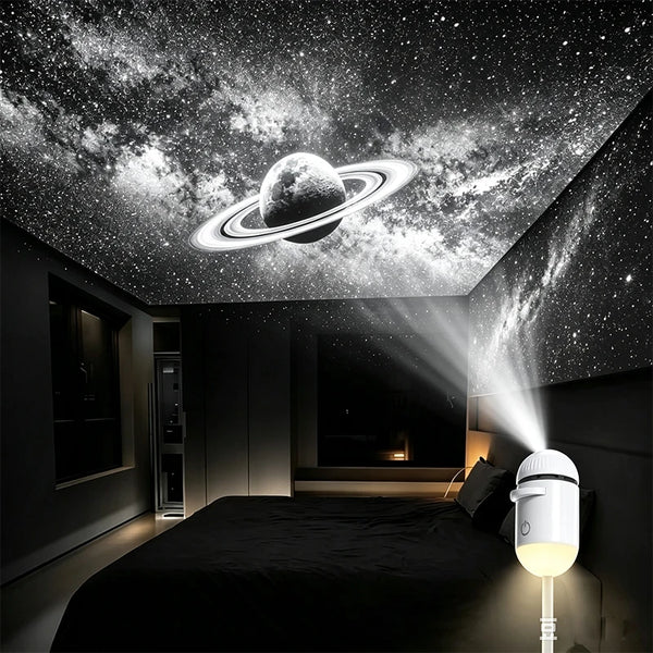 ឈុតភ្លើងពេលយប់ Galaxy 4K Projector USB ចំនួន 3/24 ដុំ ដែលអាចលៃតម្រូវបាន 360° ចង្កៀងបរិយាកាស Galaxy Aurora សម្រាប់បន្ទប់គេង ភ្លើងពេលយប់បែបរ៉ូមែនទិក
