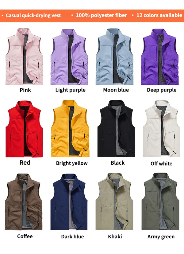 2026 Causal Hiking Fishing Vest Men Waterproof Windproof Sleeveless Running Jacket Motorcycle Outdoor  Biker Vest Men Clothing