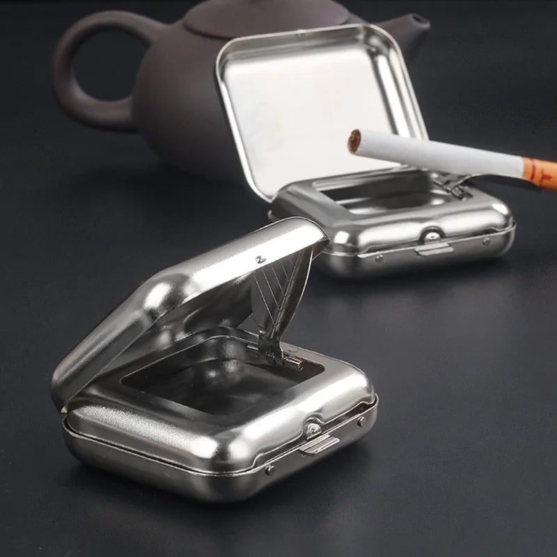 1PC Small Outdoor Pocket Ashtray Creative Car Smoking Accessories, Portable Mini Metal Ashtray, cigar ashtray