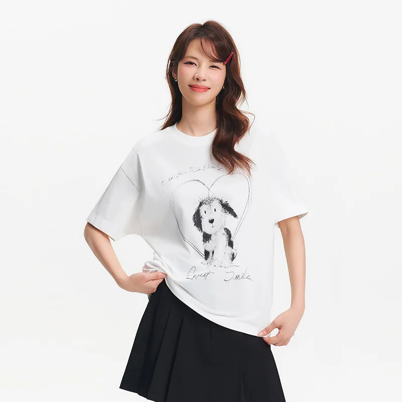 Semir Womens Tshirt 2026 Printed Pure Cotton Loose Lazy Style Unique Design Casual Soft Daily Wear