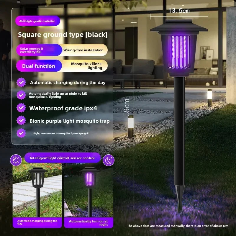Solar Mosquito Killer Lamps Outdoor Courtyard Lawn Garden Terrace Outdoor Waterproof Fly Control Lamp forOutdoor Camping Orchard