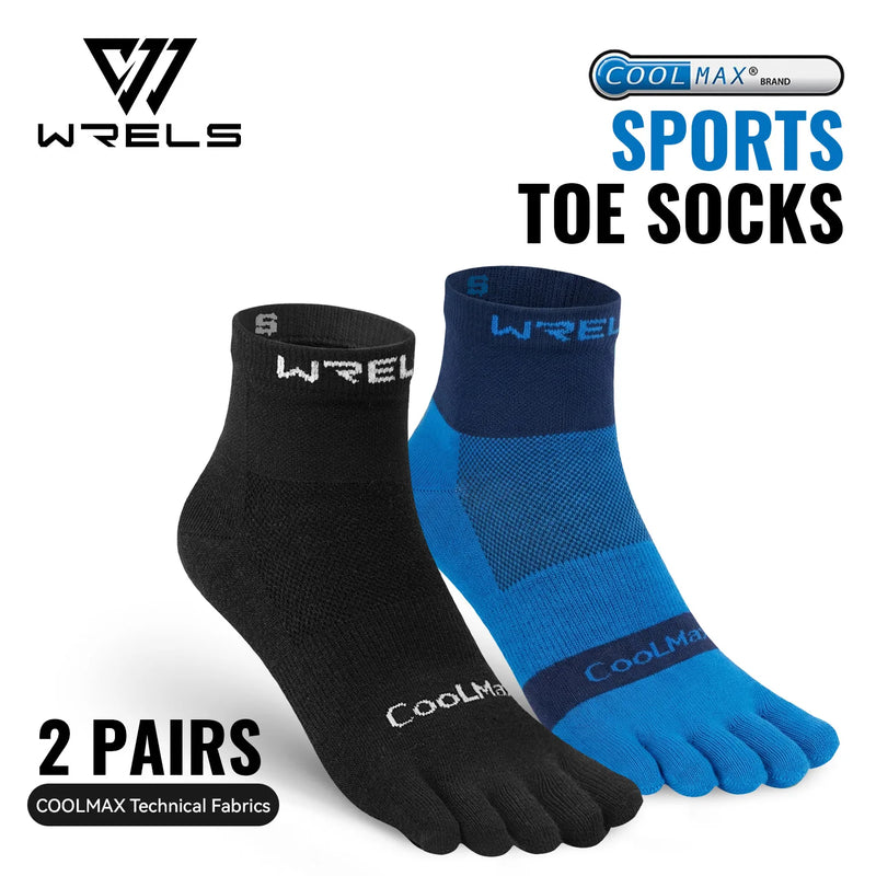 WRELS 1/2/3pairs COOLMAX Five Finger Socks Athletic Running Breathable Compression Comfortable Hiking Toe Socks for Men Women