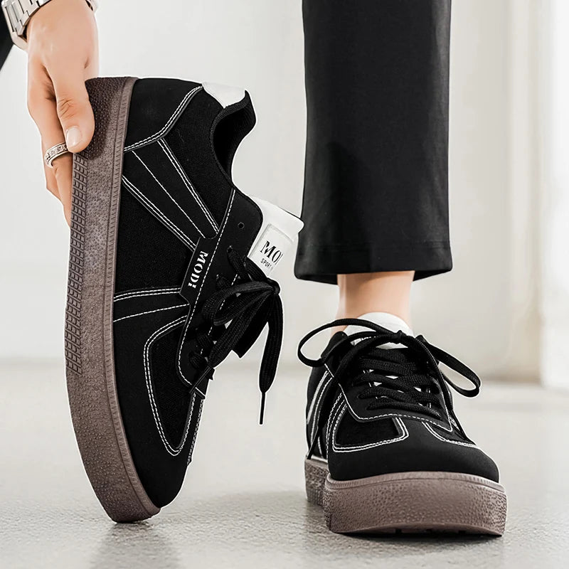Men's thick-sole flat casual shoes four seasons light breathable soft-sole anti-slip comfort outdoor walking sports board shoes