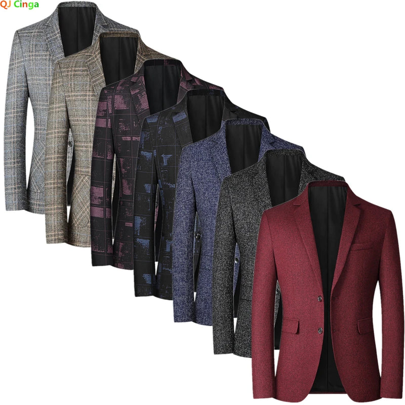 2026 New Men's Red Suit Jacket, Asian Size Blue Slim Coat, Gray Yellow Blazers, M-4XL