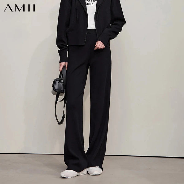 AMII Women's Pants 2026 Autumn New Minimalist Solid Color Loose Pants For Woman Versatile Wide-leg Casual Ladies Pants 12523176