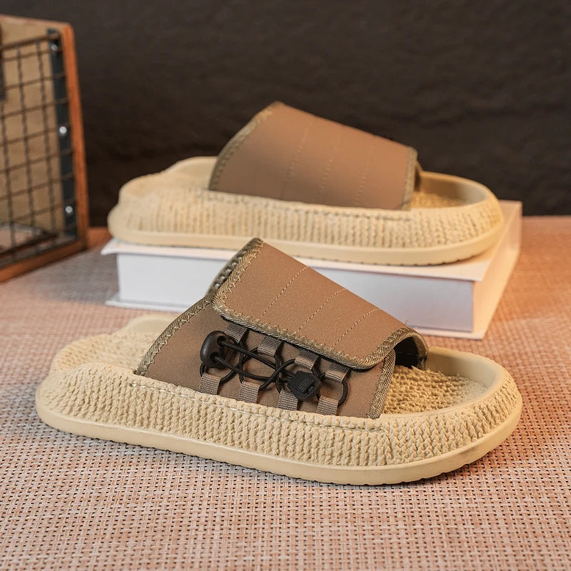 Men's slip on casual slippers summer breathable lightweight outdoor beach shoe soft sole non slip comfort youth fashion slippers