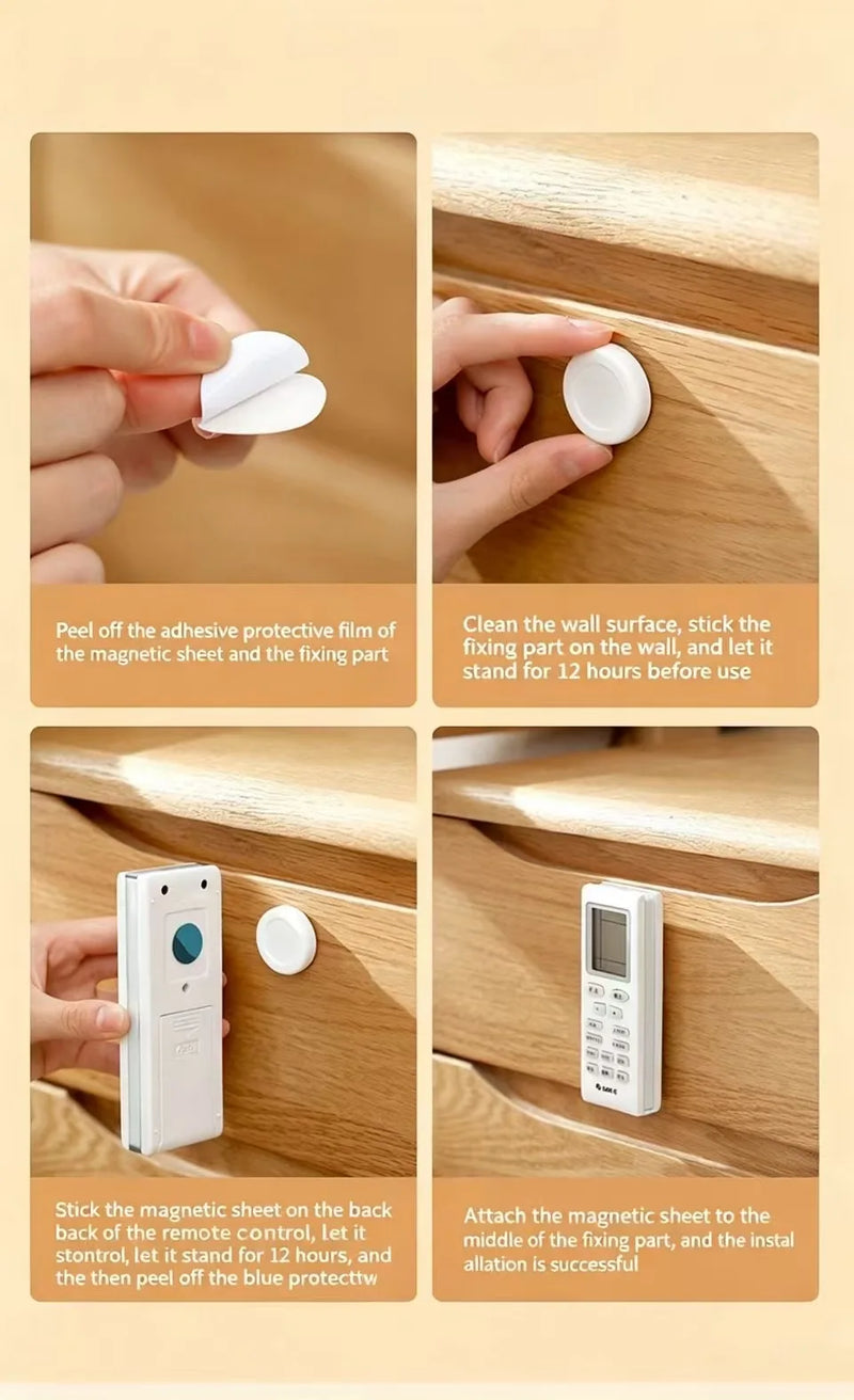 2 Circular Magnetic Hooks with No Drilling for Bedroom Remote Control Storage, Wall Mounted Router Socket Holder