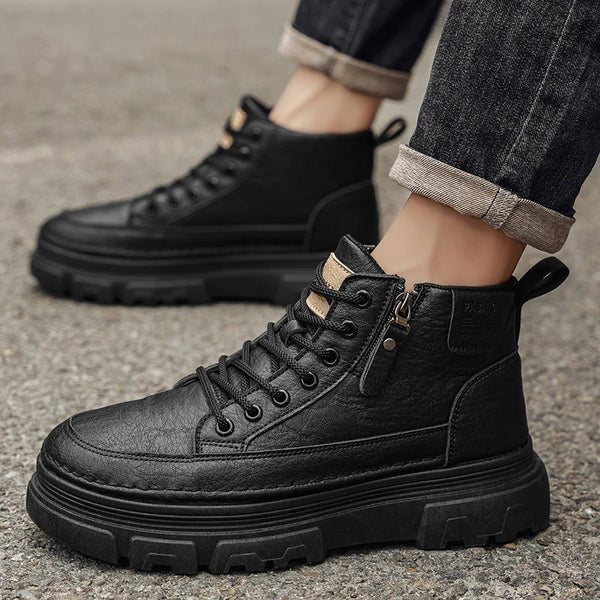Men's boots spring and autumn new soft-sole non-slip casual boots fashion Joker outdoor high-top boots comfort sports work boots