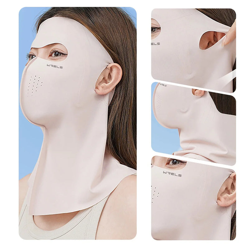 WRELS Anti UV Full Face Cover UPF 50+ Summer Face Mask Breathable Sunscreen Sports Face Covering Sun Protection Face Mask