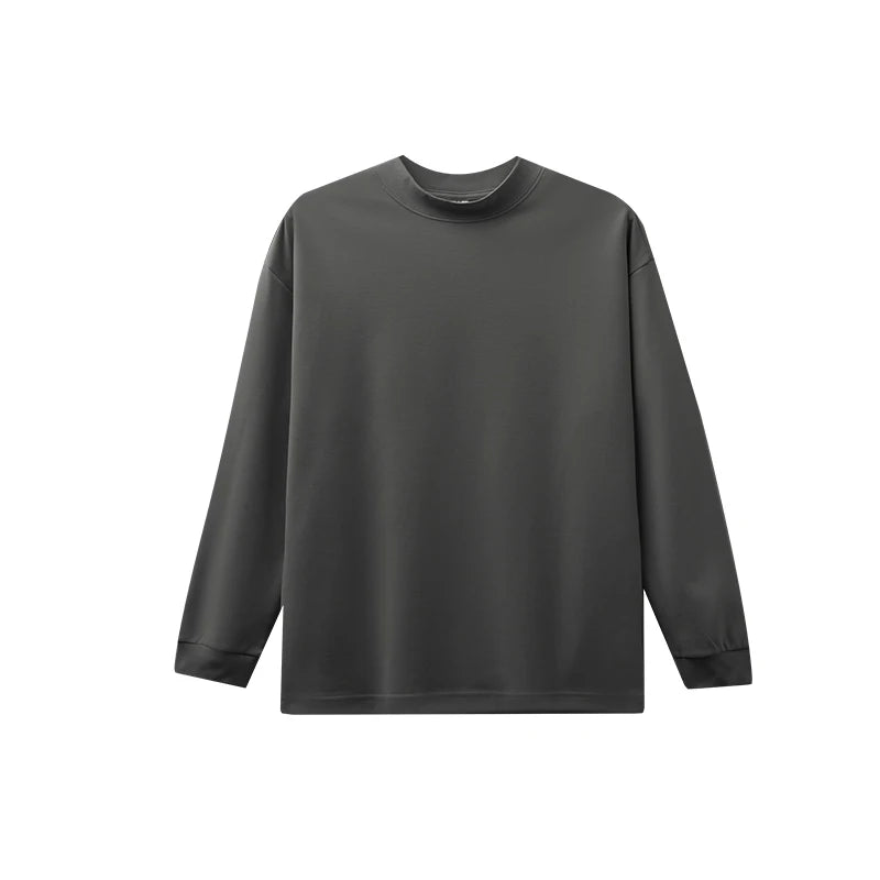 DUKEEN Sorona Fabric Warm Long Sleeve T Shirts for Men Autumn Winter Mock Neck Heavyweight Basic Undershirts Layering Piece