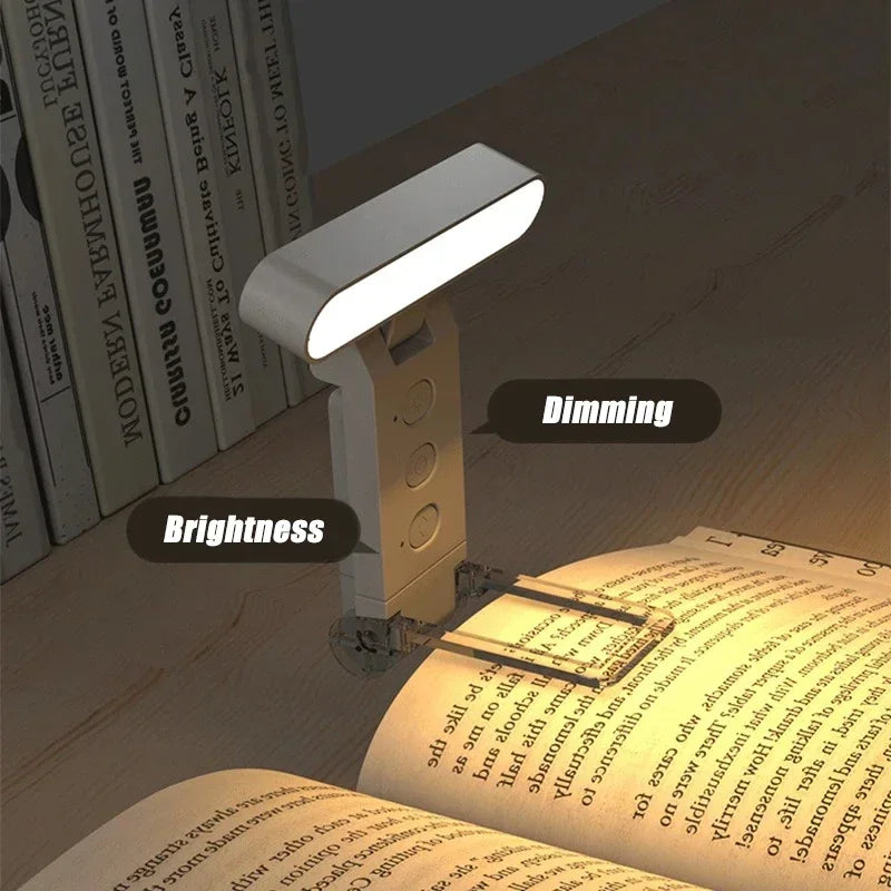 Rechargeable Book Light LED Reading Clip Lamp Dimmable Portable Eye Protect Night Light Bedroom Book Reading Travel Pocket Lamp