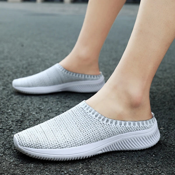 Summer Mesh Half Shoes Men Casual Half Slippers Slip On Shoes Big Size 46 47 Breathable