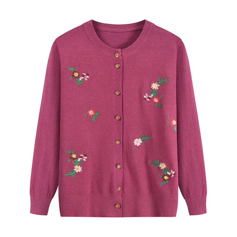 Fdfklak New Knitting Cardigan Printing Autumn Winter Sweater For Women Vintage Grandma Long Sleeve Tops Knitwears Coat