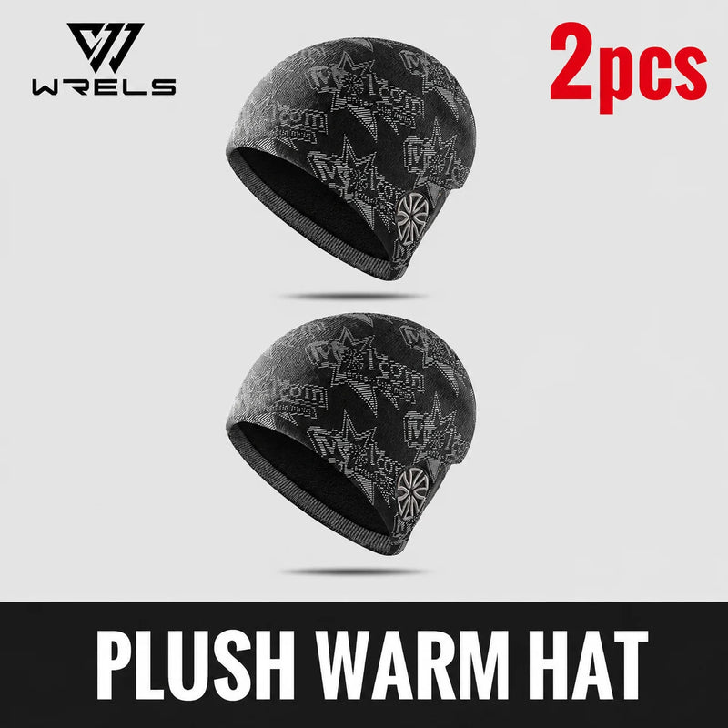 WRELS Cycling Cap Thermal Fleece Lined Ski Hat Windproof Warm Running Motorcycle Outdoor Sports Anti-Cold Skull Beanie Hat
