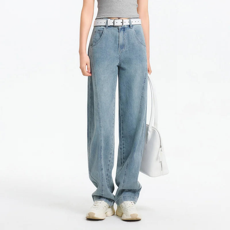 Semir Jeans Women Curved Hem Loose Floor-Length 2025 New Summer Cool Feeling Tapered Pants Trendy for Streetwear Looks