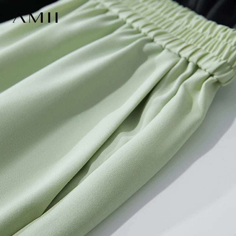 ខោ AMII Minimalist សម្រាប់ស្ត្រីរដូវស្លឹកឈើជ្រុះថ្មីធ្វើដំណើរទៅធ្វើការចង្កេះយឺតរឹងមាំខោដែលអាចបត់បែនបានខោវែងរលុង 12542126