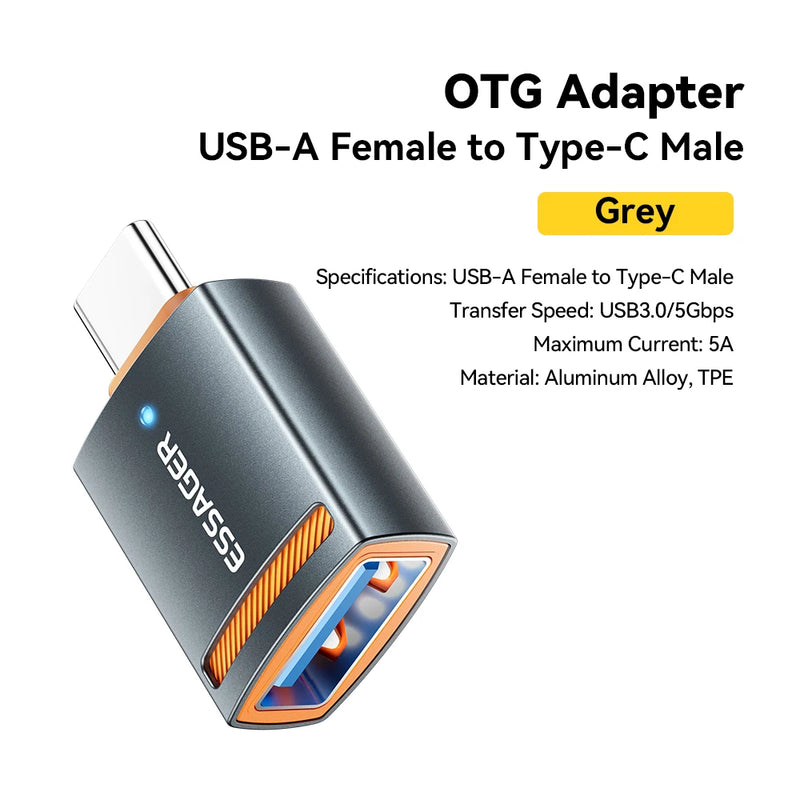 ឧបករណ៍ភ្ជាប់ Essager USB3.0 OTG Type-C USB-A Micro Female ទៅ USB Micro iP Type-C Male Converter សម្រាប់ Macbook Xiaomi iPhone OTG Adapter