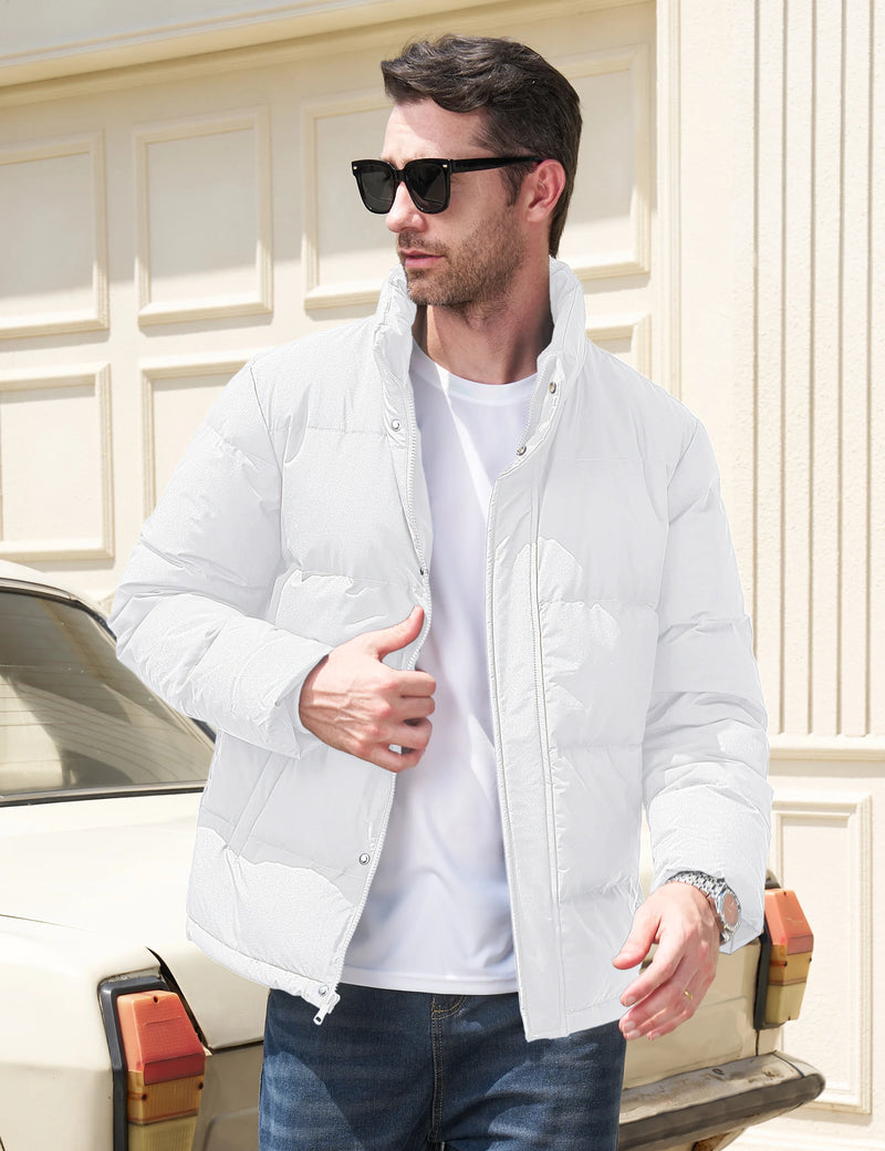 TACVASEN Winter Duck Down Jackets Mens Stand Collar Quilted Jackets Water Resistant Lightweight Puffer Jacket Windbreaker Coats