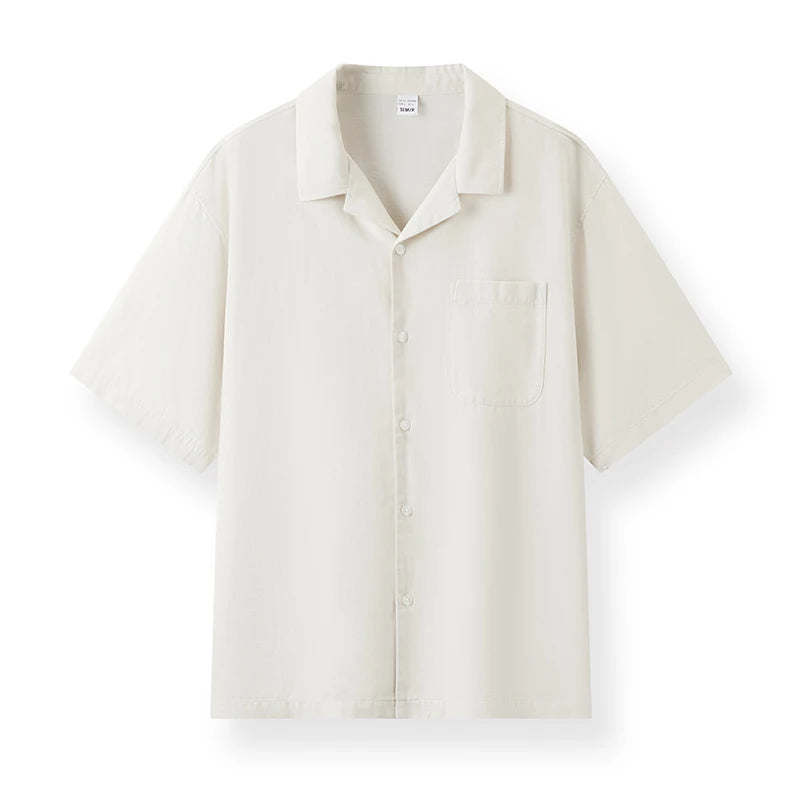 Semir Men Shirt Twill Texture Loose Cuban Collar Short Sleeve Shirt 2026 Summer Casual