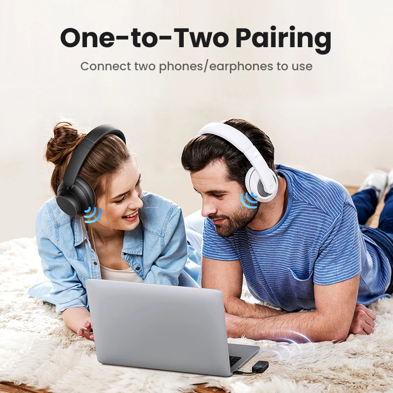 UGREEN Bluetooth Receiver Transmitter Adapter 2-in-1 Wireless Bluetooth 3.5mm Aux Audio Adapter for Flight, TV, Car, Treadmill