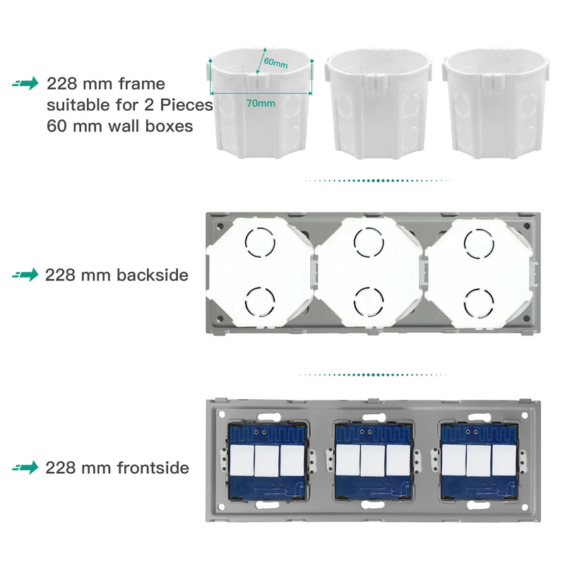 BSEED EU Standard Mounting Box Internal Junction Box 86*86 Wall Switch Socket Wiring Cassette Plastic White