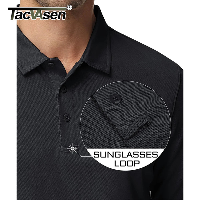 TACVASEN Mens Long Sleeve Collared T-Shirt 3 Button Quick Dry Performance Golf Shirt Athletic Casual Basic Tops Moisture-Wicking