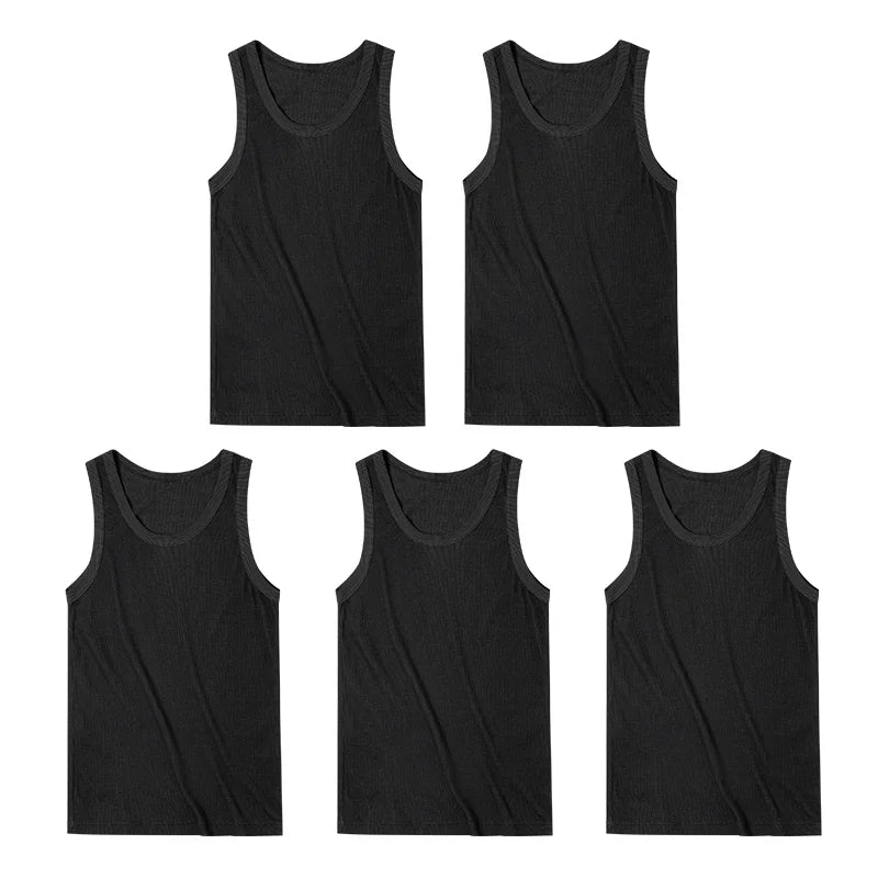 Maden Casual Men's Sleeveless Tank Tops Heavyweight Solid Color Ribbed Vest for Summer Slim Fit Sports Fitness Training T-shirt